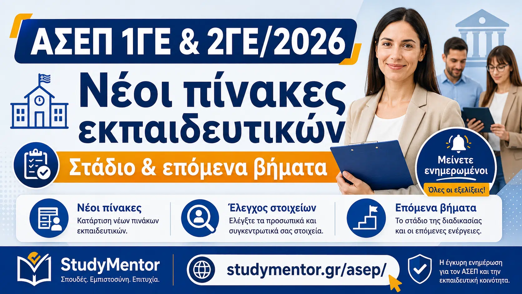 ΑΣΕΠ 1ΓΕ & 2ΓΕ/2026: Νέοι πίνακες εκπαιδευτικών – Στάδιο & επόμενα βήματα